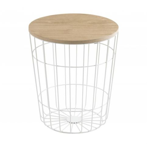 Úložný odkládací stolek Rufus, dřevo, bílý SCHDN0000075275 SCANDI - Designovynabytek.cz