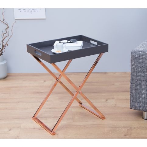 INV Odkládací stolek Butler antracit-měď, podnos - Design4life