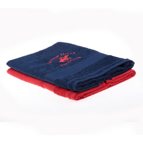 Sada tmavě modrého a červeného ručníku Beverly Hills Polo Club Tommy Orj, 50 x 100 cm - Bonami.cz