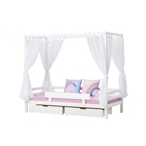 Dětská postel s nebesy a výběrem šuplíků Jednorožec - Dětská postel: 208x182x98 cm - Nábytek aldo - NE