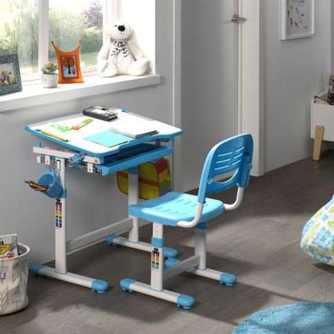 Rostoucí psací stůl se židlí Comfort - modrý - Nábytek aldo - NE
