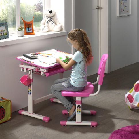 Rostoucí psací stůl se židlí Comfort - růžový - Nábytek aldo - NE