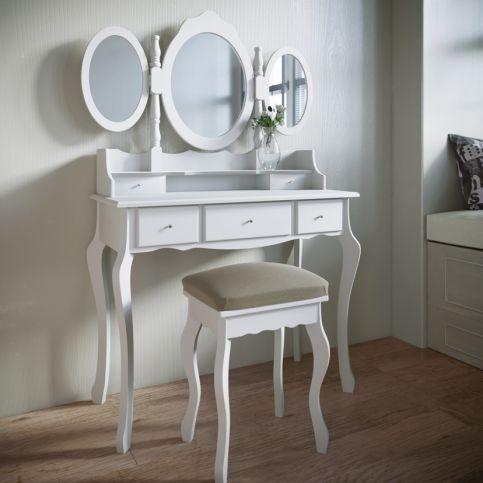 Toaletní stolek Agawina, bílý - Velký Košík