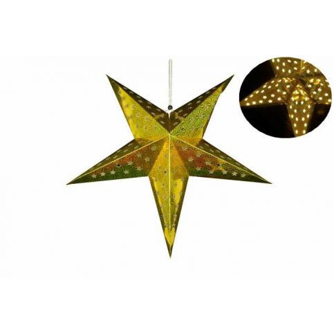 Nexos 29229 Vánoční dekorace - hvězda s časovačem 60 cm - 10 LED, zlatá - Favi.cz