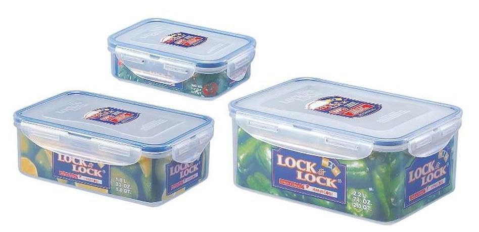 LOCKNLOCK Dóza na potraviny LOCK, set 3 ks, 2,3l/ 1l/ 360ml, plast - Kitos.cz