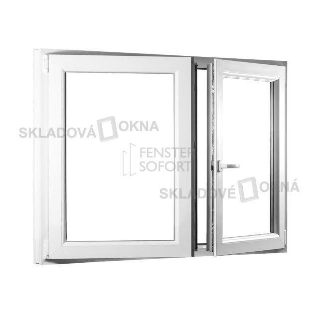 Skladova-okna Dvoukřídlé plastové okno se štulpem PREMIUM 1250 x 1100 mm barva bílá - Skladová Okna