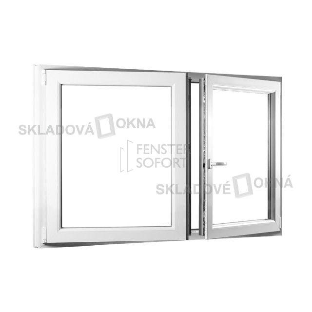 Dvoukřídlé plastové okno se štulpem PREMIUM - SKLADOVÁ-OKNA.cz - 1450 x 1100 - Skladová Okna