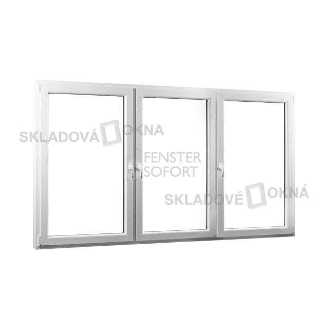 Skladova-okna Trojkřídlé plastové okno se sloupkem PREMIUM 2360 x 1540 mm barva bílá - Skladová Okna