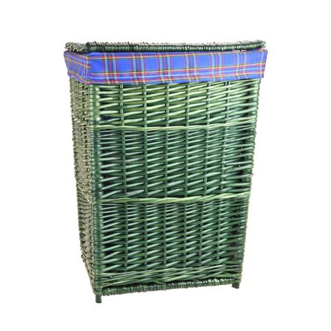 Vingo Zelený proutěný koš na prádlo s modrou látkou Rozměry (cm): sada 52x39x28|59x44x40 - Vingo