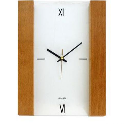 TORO 261766 Nástěnné hodiny obdélník se dřevěným rámem, 30 x 22,3 x 2,8 cm - Kitos.cz