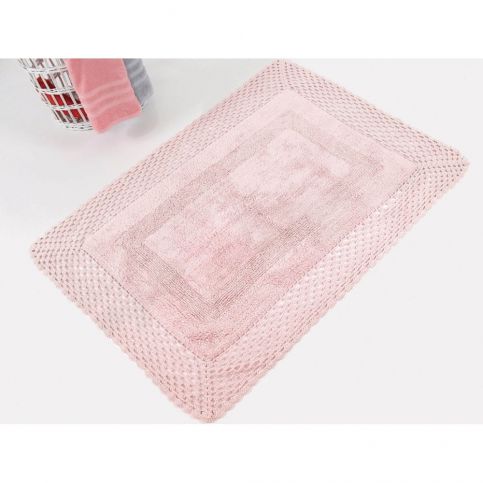 Růžová ručně tkaná koupelnová předložka z prémiové bavlny Lizz, 55 x 72 cm - Bonami.cz