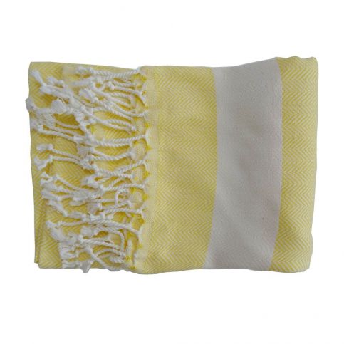 Žlutá ručně tkaná osuška z prémiové bavlny Homemania Lidya Hammam, 100 x 180 cm - Bonami.cz