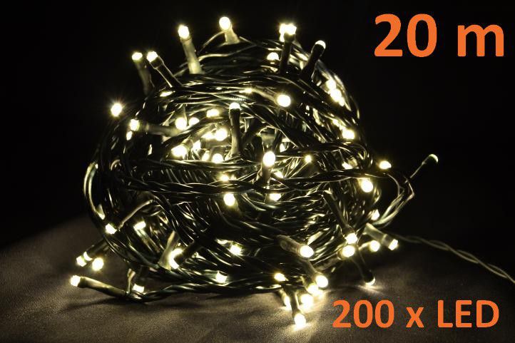 Nexos Vánoční LED osvětlení 20 m - teple bílé, 200 diod - Kokiskashop.cz