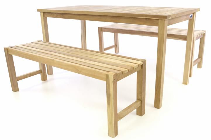 Divero Zahradní set lavic a stolu - neošetřené týkové dřevo - 150 cm - Kokiskashop.cz