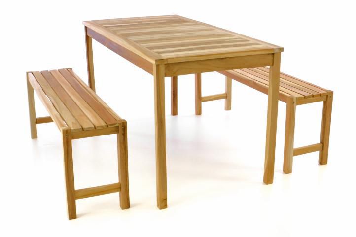 Divero Zahradní set lavic a stolu - neošetřené týkové dřevo - 135 cm - Kokiskashop.cz