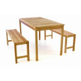 Divero Zahradní set lavic a stolu - neošetřené týkové dřevo - 135 cm