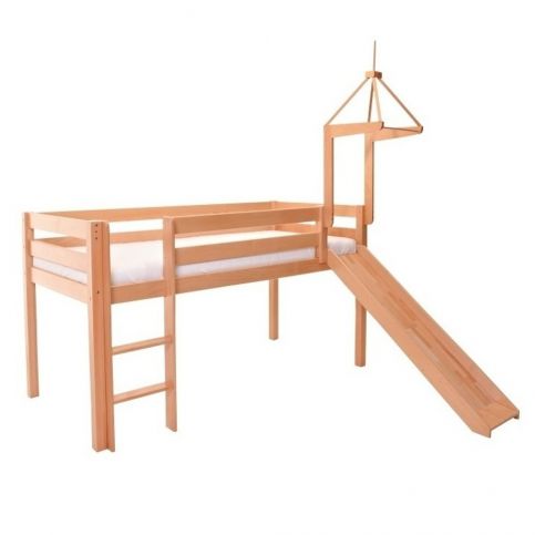 Dětská jednolůžková postel z masivního bukového dřeva se skluzavkou Mobi furniture Tom, 200 x 90 cm - Bonami.cz