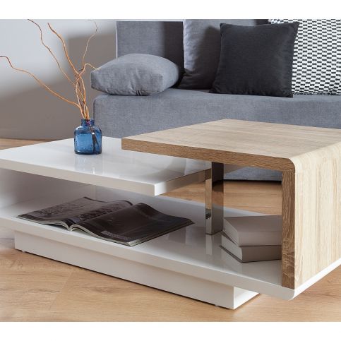INV Konferenční stolek Boden 100cm bílá, dub - Design4life