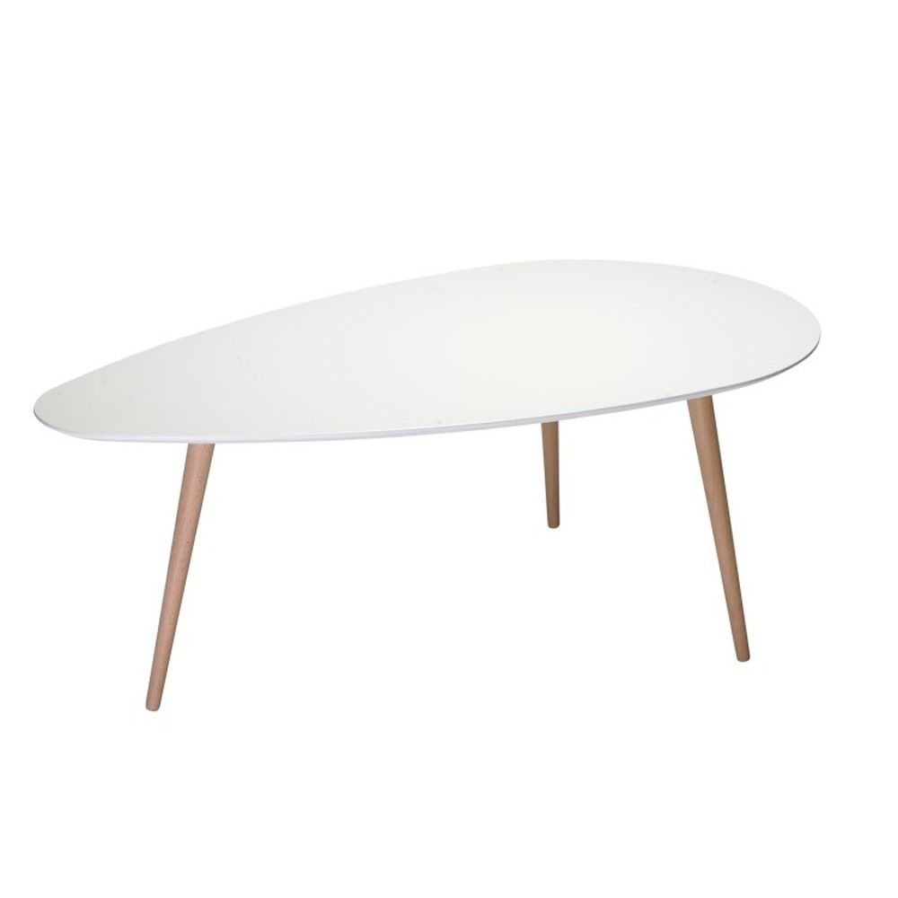 Bílý konferenční stolek s nohami z bukového dřeva Furnhouse Fly, 116 x 66 cm - Bonami.cz