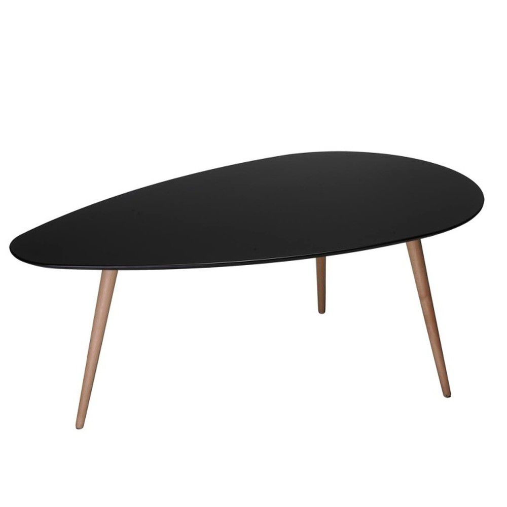 Černý konferenční stolek s nohami z bukového dřeva Furnhouse Fly, 116 x 66 cm - Bonami.cz