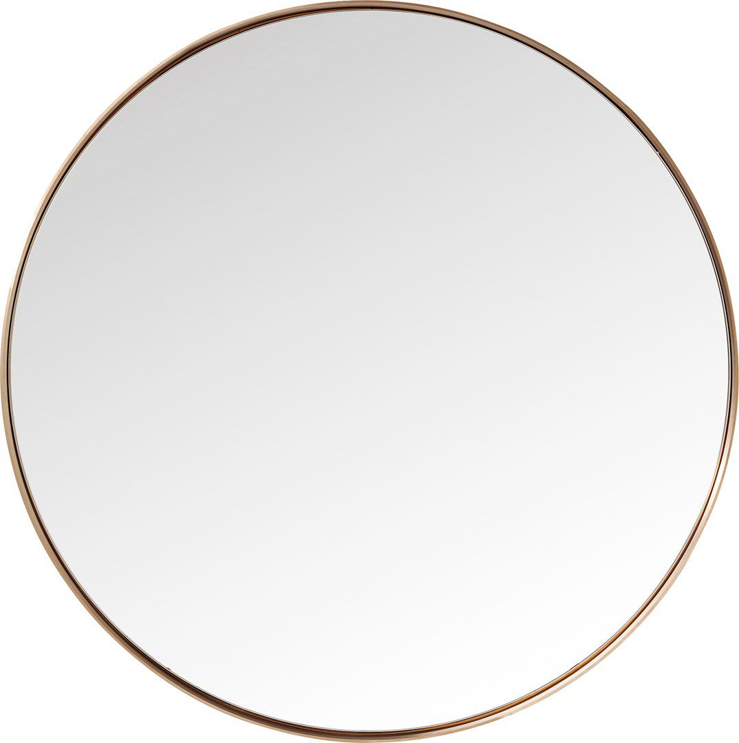 Kulaté zrcadlo s rámem v měděné barvě Kare Design Round Curve, ⌀ 100 cm - KARE