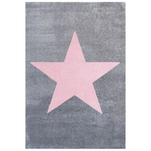 Forclaire Dětský koberec STAR stříbrná-šedá/růžová 80x150 cm - ATAN Nábytek