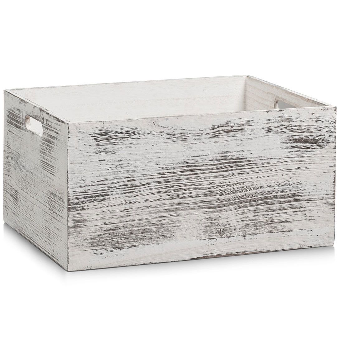 Úložný dřevěný box v bílé barvě, 40 x 30 x 20 cm, ZELLER - EMAKO.CZ s.r.o.
