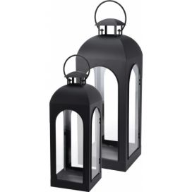 EMAKO.CZ s.r.o.: Kovová lucerna s úchytem, svícen dekorativní - 2 ks, matný povrch, černá barva Home Styling Collection