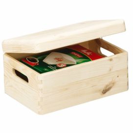 Dřevěný úložný box s víkem, 8,5 l, ZELLER