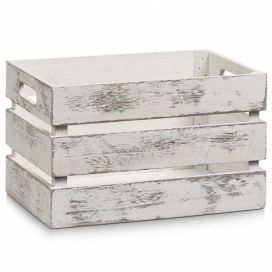 Úložný box VINTAGE, dřevěný, bílá barva, 31x21x19 cm, ZELLER