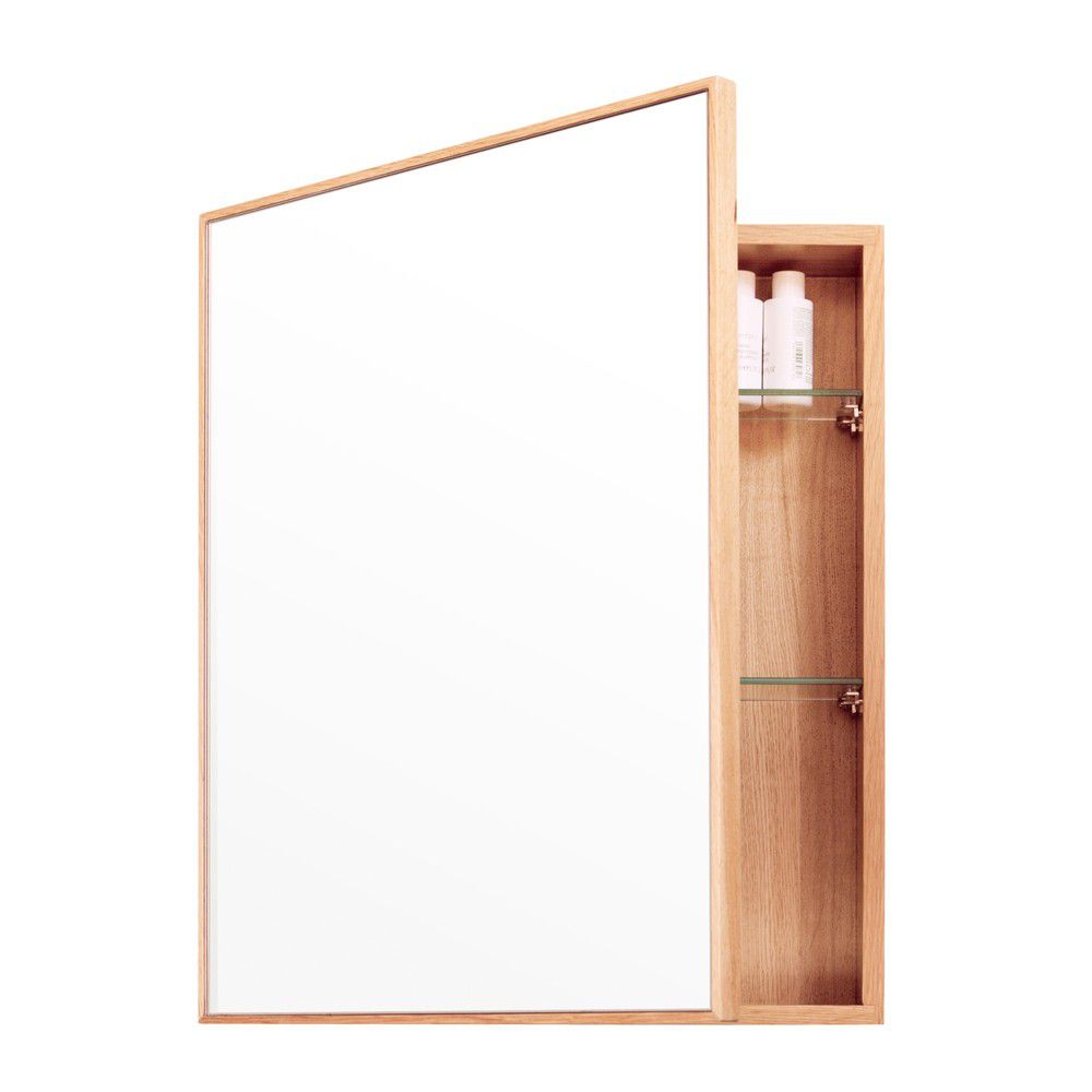 Nástěnné zrcadlo s úložným prostorem z dubového dřeva Mezza Wireworks, 45 x 55 cm - Bonami.cz