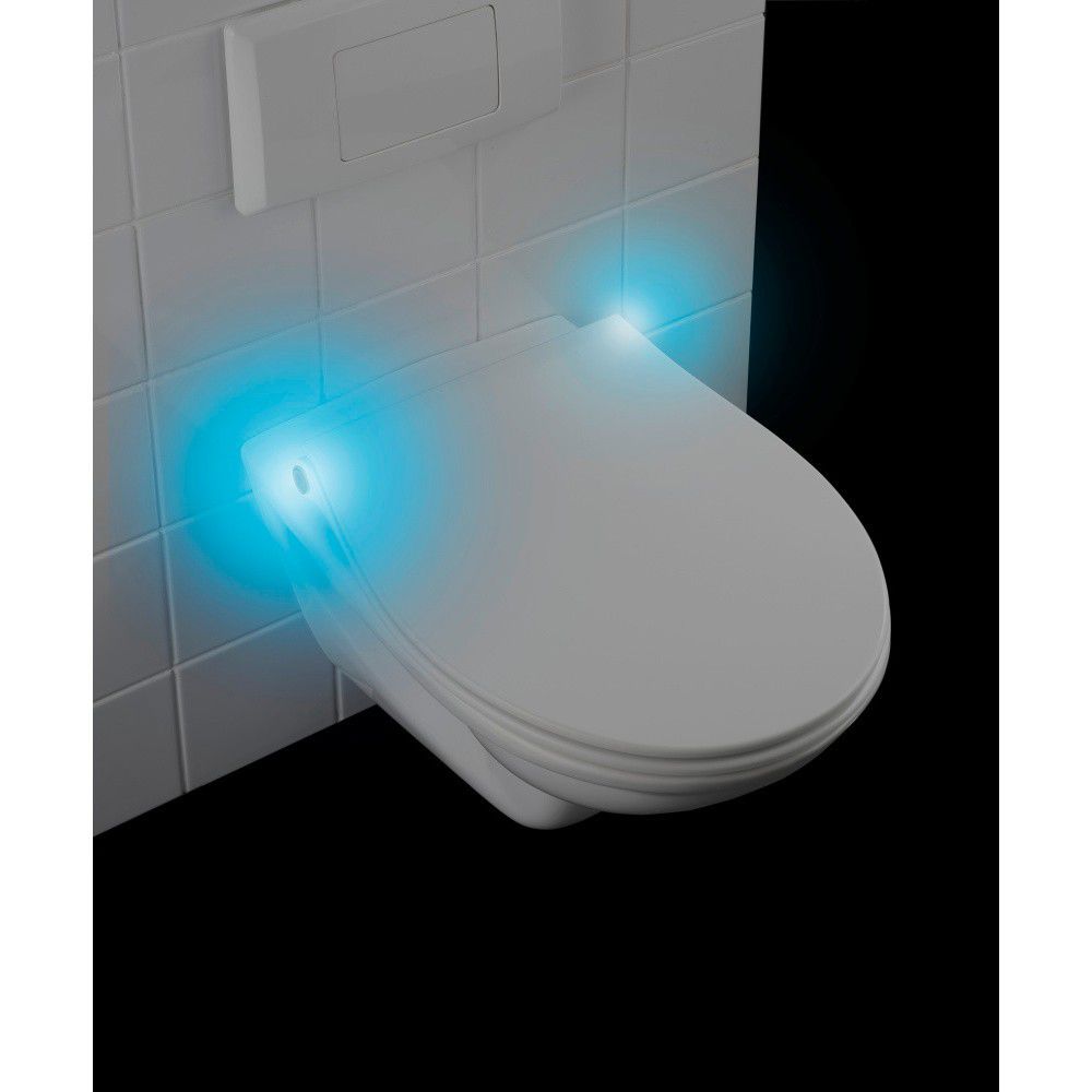 Bílé WC sedátko S LED světly a snadným zavíráním Wenko Gubbio, 44 x 36,8 cm - Bonami.cz