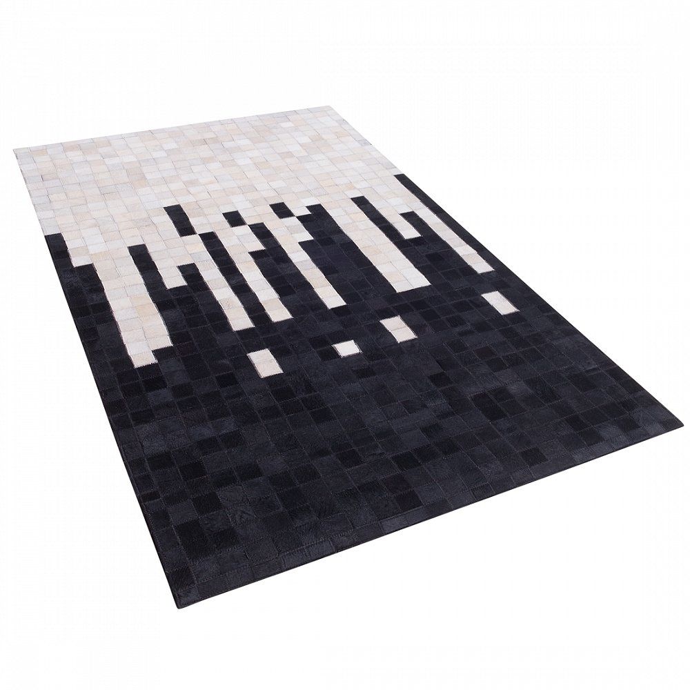 Černobílý kožený koberec 80x150 cm BOLU - Beliani.cz
