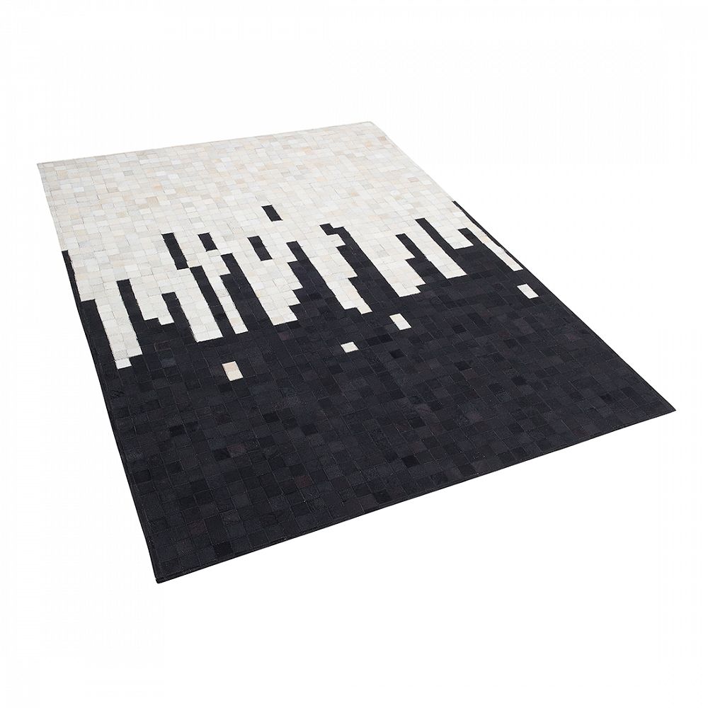 Černobílý kožený koberec 160x230 cm BOLU - Beliani.cz