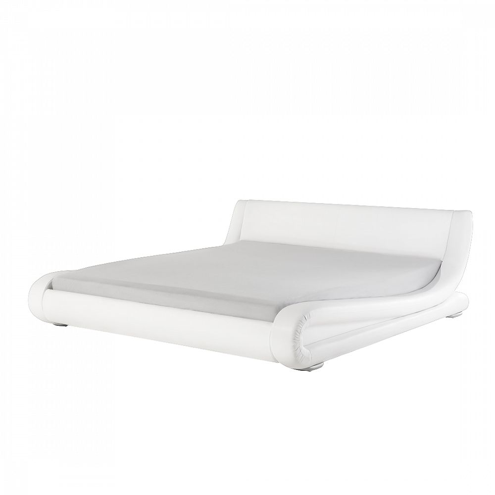 Bílá kožená postel 160 x 200 cm AVIGNON - Beliani.cz