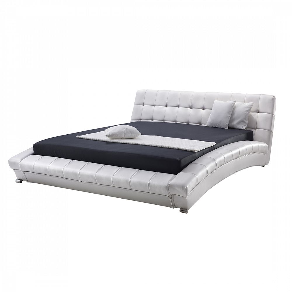 Elegantní bílá kožená postel 180x200 cm LILLE - Beliani.cz