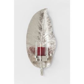 Nástěnný kovový svícen ve stříbrné barvě Kare Design Leaf
