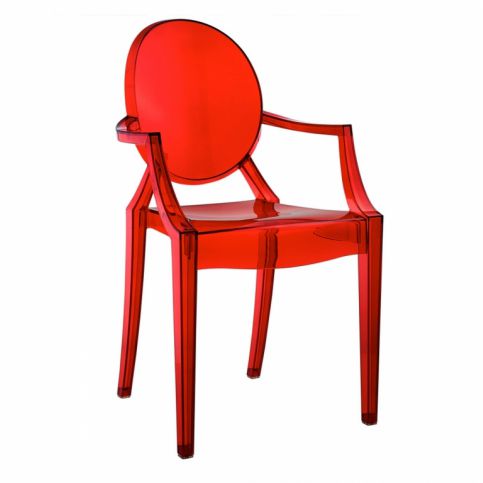 Transparentní židle Ghost s područkami, červená GRED1S CULTY + - Designovynabytek.cz