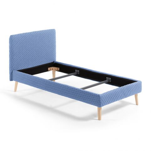 Modrá jednolůžková čalouněná postel La Forma Lydia Dotted, 90 x 190 cm - Bonami.cz