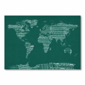Zelený plakát s mapou světa Americanflat Earth, 60 x 42 cm