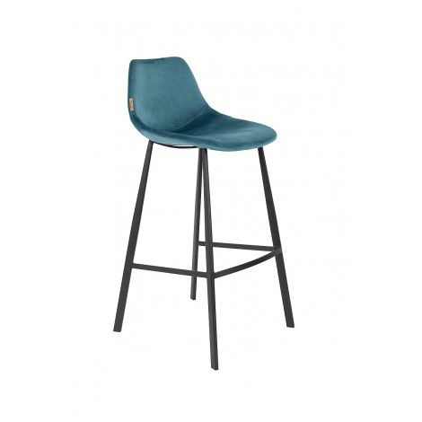 Sada 2 petrolejově modrých barových židlí se sametovým potahem Dutchbone, výška 106 cm - Bonami.cz
