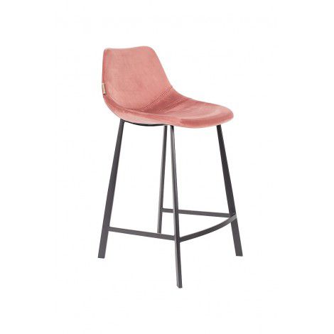 Růžová sametová barová židle DUTCHBONE Franky 65 cm - Bonami.cz