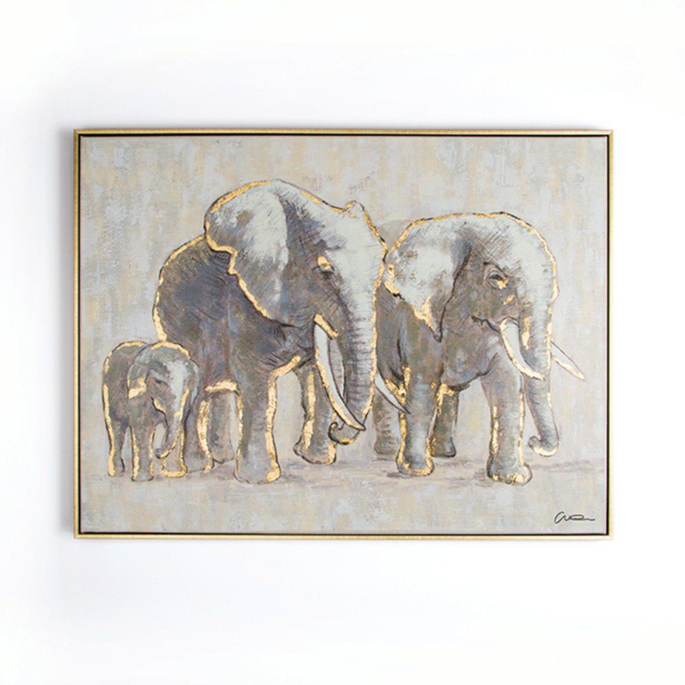 Ručně malovaný obraz Graham & Brown Elephant Family, 80 x 60 cm - Bonami.cz