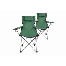 Divero Sada 2 ks skládací kempingová židle s polštářkem - zelená