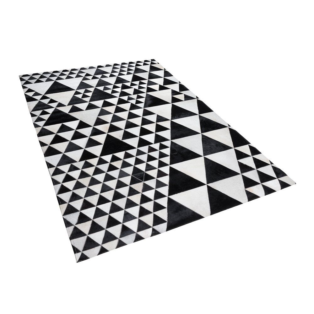 Černo-bílý kožený koberec 160x230 cm ODEMIS - Beliani.cz