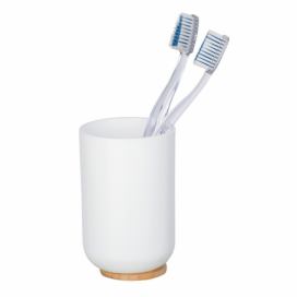 Hrnek na zubní kartáček, plastový a bambusový koupelnový kontejner - WENKO