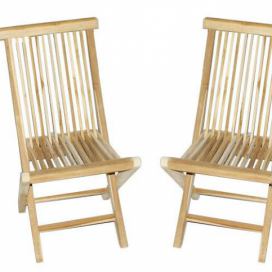 Divero Skládací židle z týkového dřeva, 2 kusy
