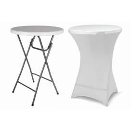 Garthen BISTRO Párty stolek skládací vč. elastického potahu 80 x 80 x 110 cm