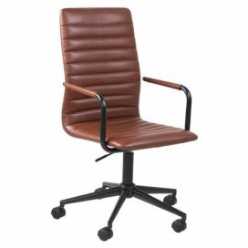 Scandi Hnědá koženková kancelářská židle Aqua
