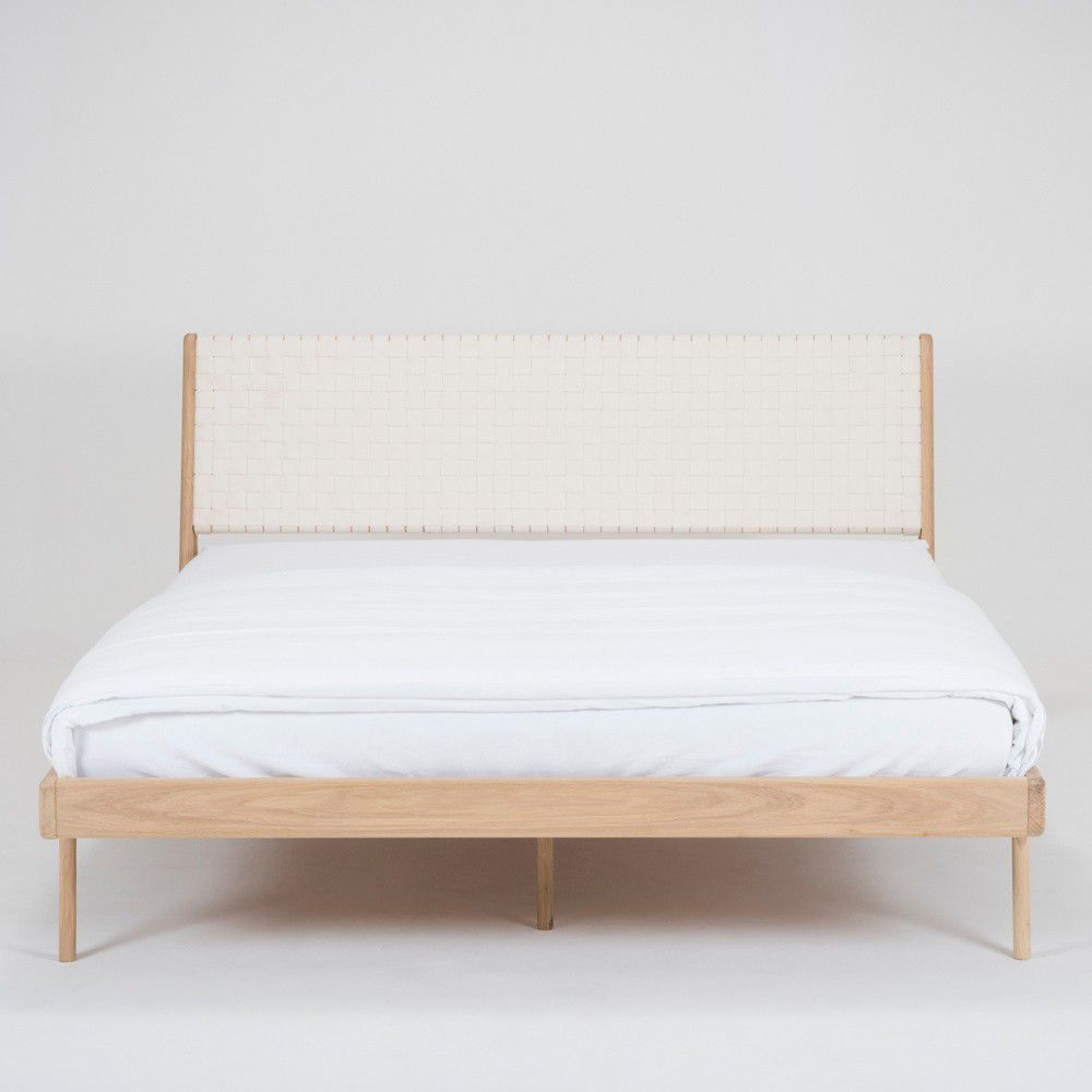 Dvoulůžková postel z dubového dřeva v bílo-přírodní barvě 140x200 cm Fawn – Gazzda - Bonami.cz